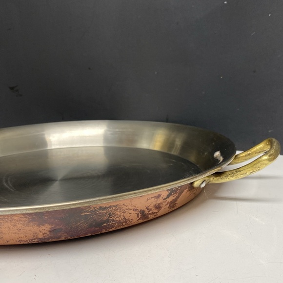 Copper Bottom Paella Pan Brass Handled 15 Inch - Picture 5 of 17